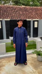 baju muslim jubah pria motif embos tangan mangset