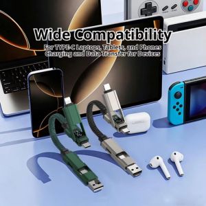 TEWUB 65W 65W Keychain 4 in 1 with V/A/W Display Portable Fast Charging Cable Mobile Phone Data Cable Fast Charging PD Fast Charging Cable Laptop