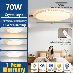 CHENBEN LED Ceiling Light 3 Colors Dimmable With Remote Control Round Ceiling Lamp Surface Mount Panel Light for Living Room Bedroom Christmas Lights