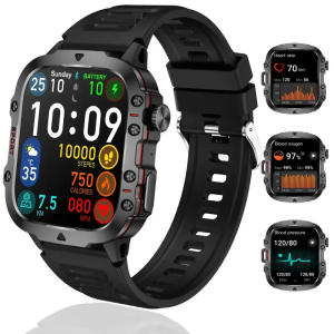 MAFAM【 Baru Ready✔️】QX11 3ATM Smartwatch Layar 196 inci Kompas Olahraga 100+ Pemantauan Kesehatan Pria Wanita Pemantauan Detak Jantung/Oksigen Darah/Tekanan Darah Perekaman Latihan Fisiologis Permainan Kontrol Musik Pesan Dorong Jam Tangan Pintar