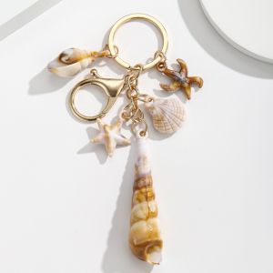 New popular creative and personalized seaside vacation simulation shell conch starfish and pentagram keychain pendant