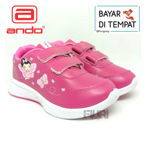 FIURI - Ando =- LILY FLY VELCRO KIDS 28-32 Pink - Sepatu Kets Anak Perempuan - Sneakers Anak - Sepatu Olahraga Sport Anak Balita Cewek Perekat - Sepatu Casual Velcro Anak Kecil - Sepatu Sekolah Hitam Anak PAUD TK SD Murah