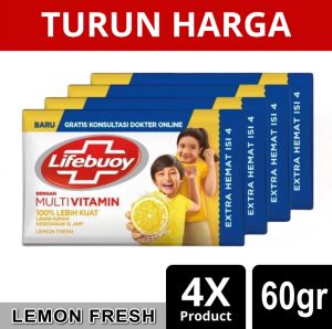 Lifebuoy Sabun Batang Antiseptik isi 4 Pcs All Variant 60gr