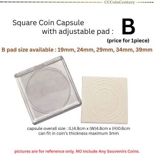 PCCB Square Coins Capsule With Adjustable Inner Pad Kapsul Syiling Segi Empat Dinar Emas