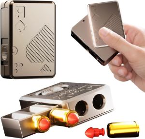 Fidget Slider Metal Fidget Toy with Soft Bullet Shooting Alloy Metal Poker Push Card Portable Stress Anxiety Relief Toys