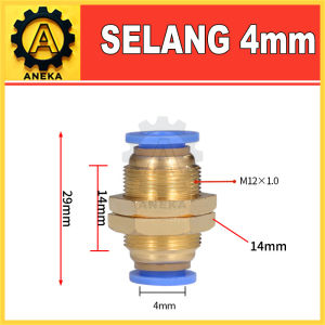 Fitting Bulkhead Pneumatic Slip Lock Selang 4mm 6mm 8mm 10mm 12mm