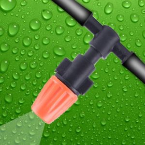 หัวพ่นหมอกสีส้มแบบปรับละอองน้ำได้พร้อมข้อต่อ 3ทาง และข้อต่อทางเดียว หัวฉีดปรับได้ - 10 ชิ้น