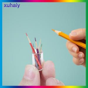 xuhaiy 6Pcs Doll House Learning Scene Accessories 1:12 Dollhouse Miniature Small Pen Cup Holder With Color Pencil