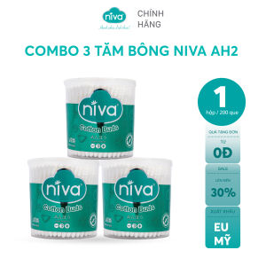 Tăm Bông Niva Hũ Xoay 200 Que Thân Nhựa AH2 Đa Năng Chuyên Dùng Ngoáy Tai Vệ Sinh Trang Điểm