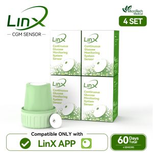 MicroTech LinX CGM 4 Pack 15 Day Continuous Glucose Monitoring Sensors