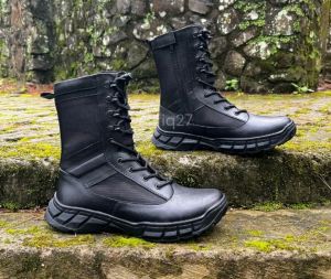 KULIT SAPI 100% SEPATU PDL BRIMOB TNI POLRI SAFETY BOOTS PRIA KERJA PROYEK TRACKING HIKKING GUNUNG UJUNG BESI