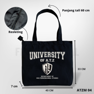 Tote bag Landscape Kanvas Twill Hitam ATEEZ Totebag Kpop Tutup Resleting