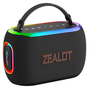 ZEALOT S182 Bluetooth Speaker 60W Powerful Bass 8000mAh Bluetooth5.3 RGB Light TWS Pairing 360° Surround Sound Multi‑source Input Portable Handheld Handle for Outdoor Camping Party Home Desktop PC Entertainment