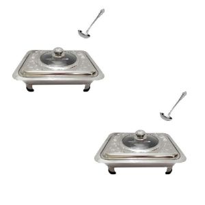 Paling Murah...!!!Tempat Saji Prasmanan - Wadah Saji Masakan - Prasmanan Set isi 2 FREE Sendok Sayur Stainless Steel 2 Pcs