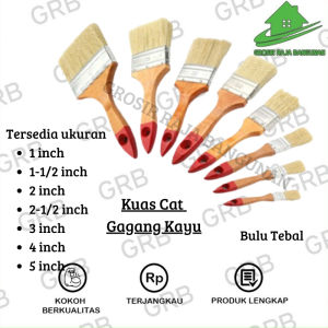 KUAS CAT TEMBOK GAGANG KAYU 3 Inch 4 Inch / PAINT BRUSH / Alat Kuas cat Serbaguna