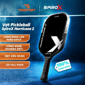 Vợt Pickleball SpiroX Hurricane 2 Elongate Chính Hãng - Trắng - Mặt Nhám Hạt - Full Foam Core - Ổn Định