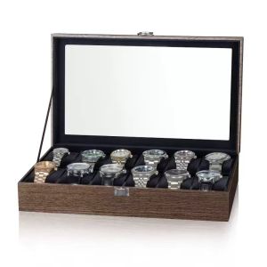 กล่องนาฬิกา 12 เรือน กล่องใส่นาฬิกา Watch Box ลายไม้วอลนัท