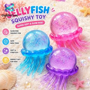 Slow Rebound Squishy Jellyfish Toy Stress Relief Sensory Fidget For Kids Adults Birthday Gift