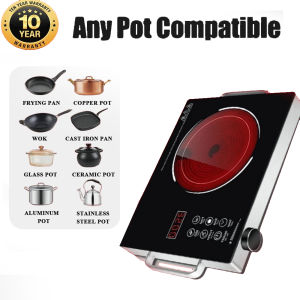 PURISANS 3500W Electric Ceramic Cooktop LCD Infrared Inverter Countertop Cooktop Touch Screen Countertop Infrared Induction Cooking Frying