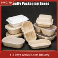 E-WOITD 10 50PCS Disposable packing boxes, takeout boxes, snack boxes and disposable food boxes with PET LIDS and kraft paper are available. 