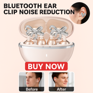 New Clip Bow Earphones Diamond Buckle Ear Clips Bluetooth Wireless Earphones Extremely Long Battery Life Translation Bluetooth Earphones