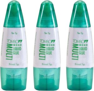 Tombow Mono Multi Liquid Glue (3 Pack) - Clear Low Viscosity Dries Clear