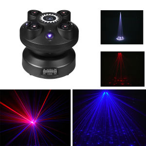 LED Moving Head Red Blue Star Laser Light Effect  Dj Light Roto Beam Stage Lights 2 GOBOs DMX 512 11CH Sound Active for Bar Disco Party Stage Lighting