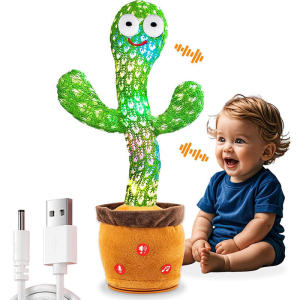 【SG stock】Dancing Singing Cactus Talk Dancing Toy Song Plush Early For Boys Girls Baby Gifts