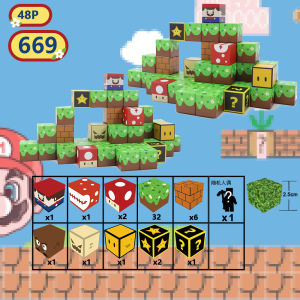 My World Magnetic Block 25MM Super Mary Magnet Building Blocks Mario Assembled Childrens Educational Toys