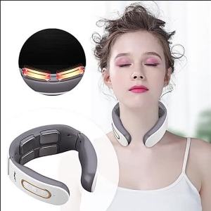 Smart Electric Neck and Shoulder Massager with 4 Massage Heads 6 Modes 9 Intensity Levels Heat Function for Cervical Pain Relief and Muscle Relaxation