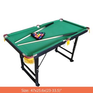 Pool Table Set 47x25.6 Inch Foldable Adjustable Metal Legs Indoor Pool Table For Kids Adults Billiard Table With Pool Cue And Ball
