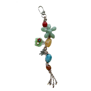 Vibrant Resin Flower Bead Keychain Phone Lanyard with Retro Charm Hanging Accessory for Phone Bag Gift