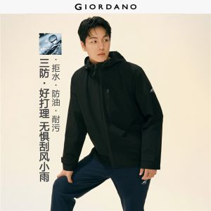 Giordano Men G-MOTION print multi-pocket hooded windbreaker Free Shipping 01076693