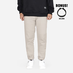 [FREE GIFT] Catenzo x Coverago - VPM 001 Celana Chino Panjang Slim fit Casual Pria Cotton Original Cream