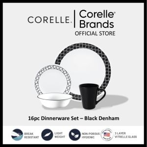 CORELLE 16pc Dinnerware Set - Black Denham
