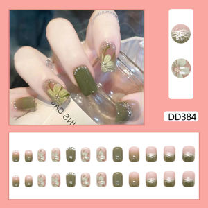ผลิตภัณฑ์ใหม่ทำเล็บ DD384 เล็บปลอม ขายดีที่สุดในไทย เล็บปลอม ประดับเพชร ลายดอกไม้ และผีเสื้อ(24 ชิ้นต่อกล่อง)
