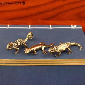 WP💓💛💖 Gecko Figure Home Decor Small Ornaments Antique Brass Animal Figurines Tea Pet Desk Decorations Home Decor Accessories