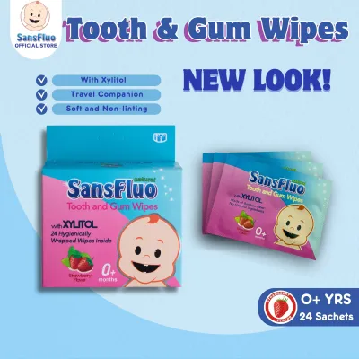 SansFluo Tooth & Gum Wipes with Xylitol 24 sachets (starting newborn)