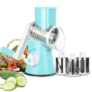 SHENAR PENGIRIS PARUTAN PUTAR BUAH SAYUR / PENGGILING BUMBU MANUAL 3 PISAU 1 HANDLE SERBAGUNA/ PENGIRIS SAYUR BUAH PUTAR - BLUE SHENARCORNER168