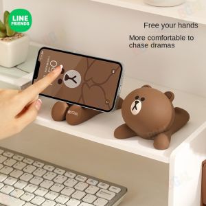 100% Authentic Line Friends Phone Holder for Smartphone & iPad Tablets Washable Phone Stand Desktop Portable BROWN LFB25 LFB24