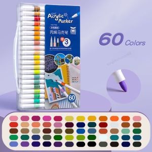 Bút Màu Acrylic Marker  Màu Sắc Tươi Sáng 12/24/36/48/60 Vẽ Trên Mọi Chất Liệu Có Thể Vẽ Chồng Màu