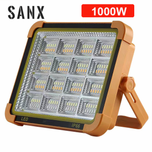 SANX 1000W Portable Soalr Flood Light LED Work Light 4Colors USB Rechargeable Lanterns IP66 Waterproof Spotlight Magnetic Camping Lamp Torchlight