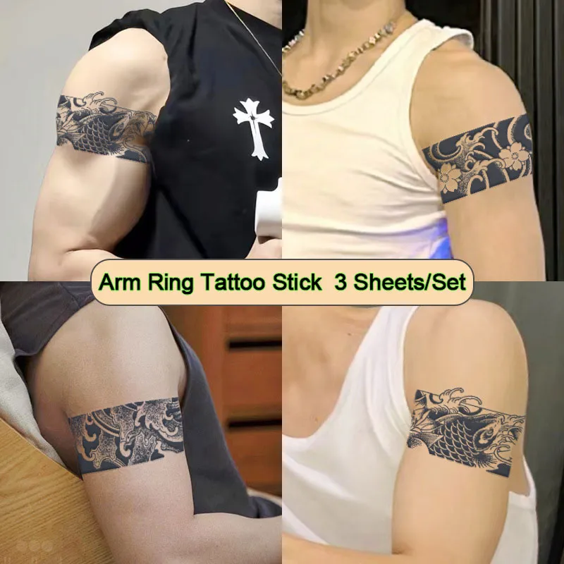6pc/Set Arm Ring Herbal Juice Semi Permanent Tattoo Stickers Black Durable  Waterproof Art Leg Fake Tattoos Men Women Cool Hot - AliExpress
