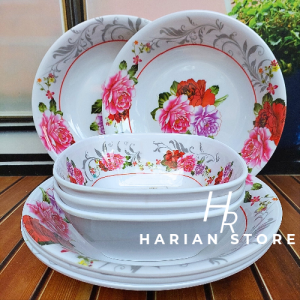 PIRING MELAMIN TERLARIS CAMPURR MANGKUK ISI 3PIRING 3MANGKUK TEBAL