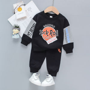 Anak laki laki Kaus Huruf Rock and Roll Celana panjang Kapas Baju anak anak Katun Pakaian Setelan