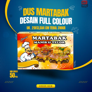 Dus Martabak Manis & Telor Motif Full Colour. harga yang tertera untuk per 50 pcs