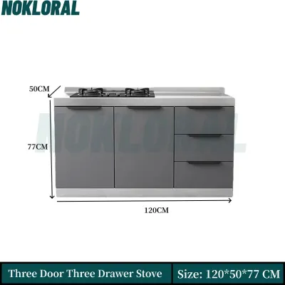 NOKLORAL Stainless Steel Kitchen Cabinet Sink Cabinet Gas Stove Cabinet Cabinet Combined Storage Kitchen Set