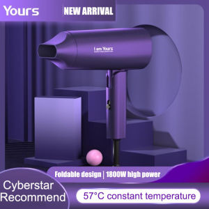 New 1800W High Power Hair Dryer Foldable Portable Overheat Protection Constant Temperature Dormitory Hot And Cold Wind Hair Dryer with Wind Nozzle