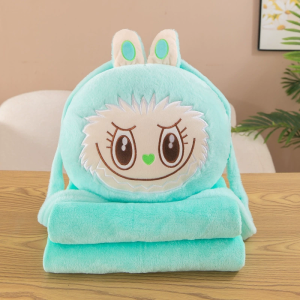 Office Kuromi Melody Pillow Quilt 2 in 1 Plush Toy Car Cushion Nap Blanket Pillow Folding Doll Gift Valentines Day gift birthday present childrens room accompanying doll