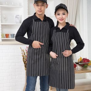 Apron  with Pockets Men and Women Kitchen Chef Hat Waiter Restaurant Hanging Neck Anti-fouling Adjustable Apron Stripe / Chili